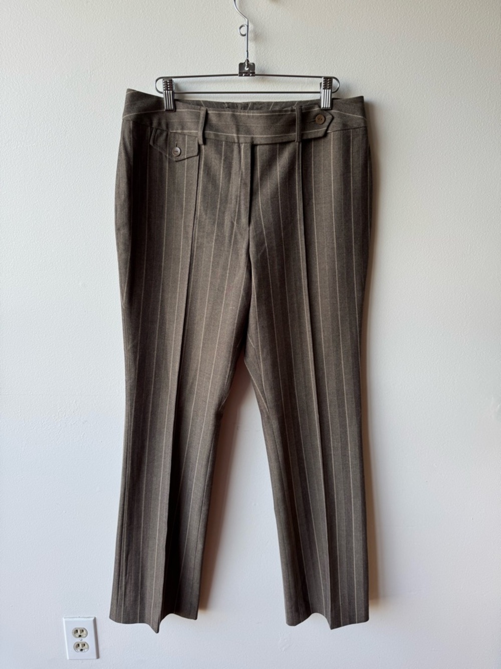 Nygard Brown Pinstripe Tailored Trousers - size 8 - Picture 2 of 8